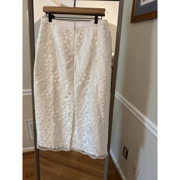 Terramina Pencil Skirt 10 Embroidered Floral Satin Midi Skirt Wedding - Picture 6 of 6